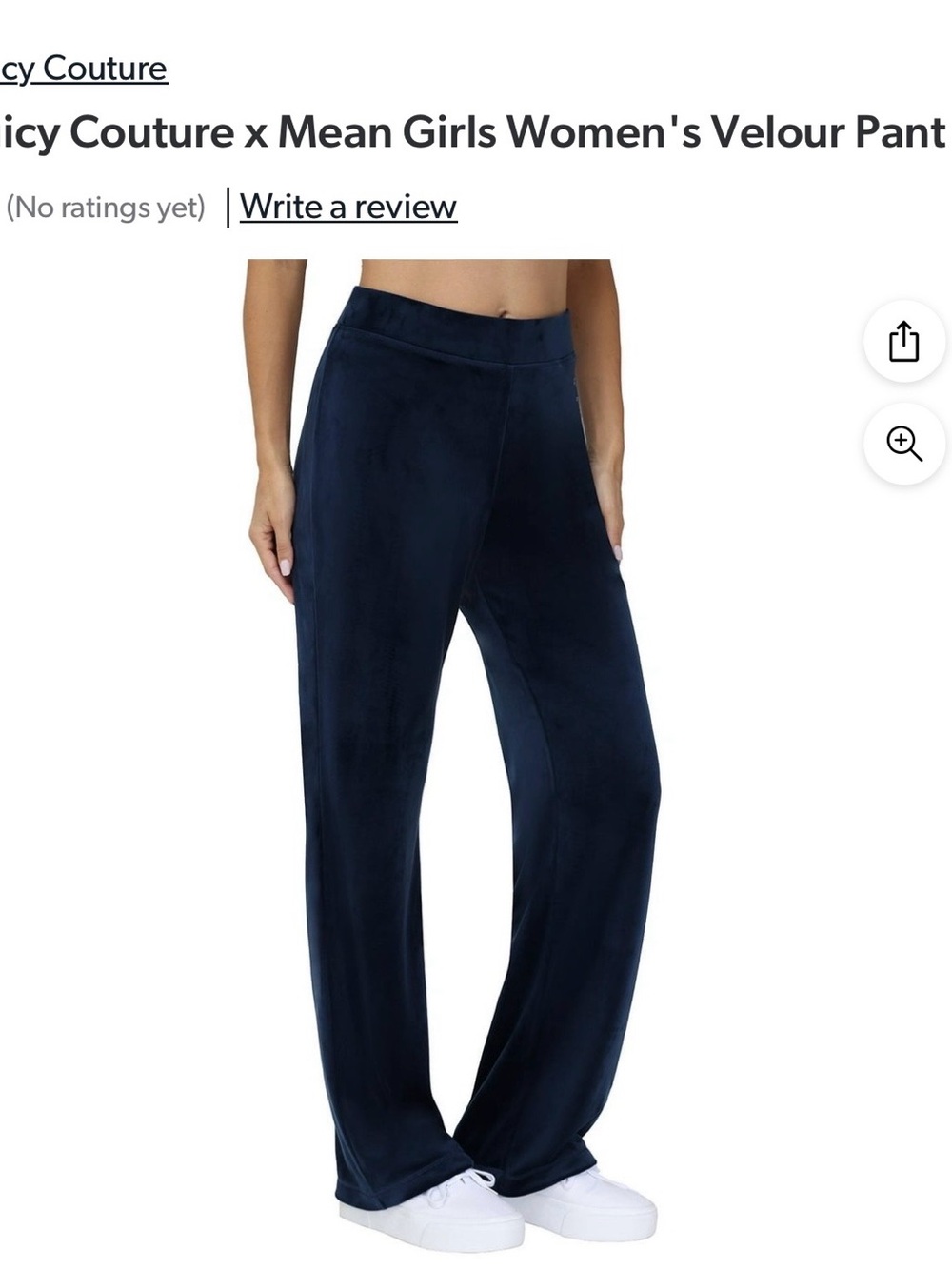 Juicy Couture Navy Velour Wide-Leg Pants